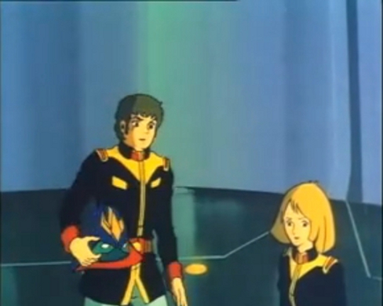 From Space Black Knight: Char takes off his mask. Wait a minute... Amuro?!