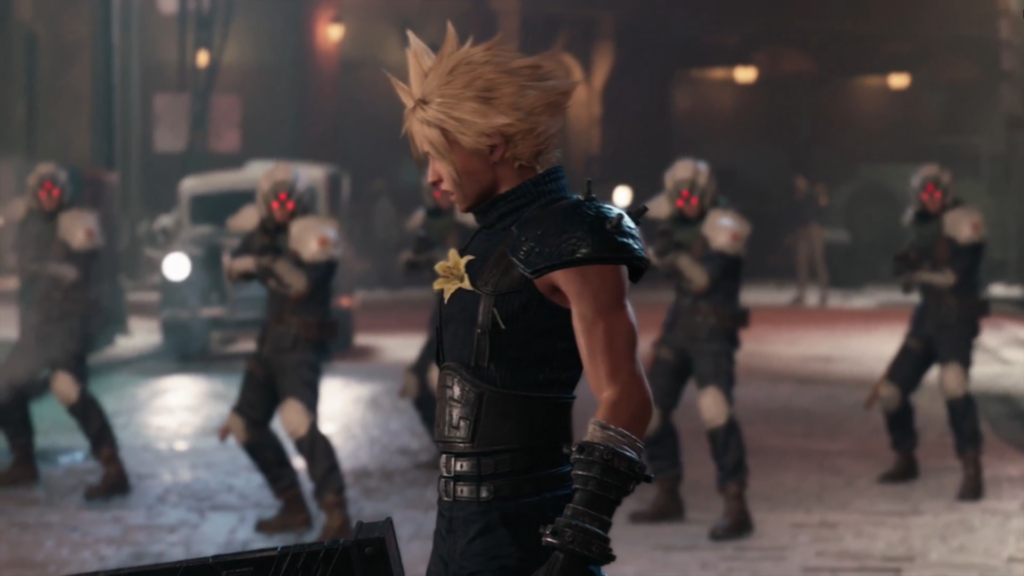 Cloud Strife against enemy forces