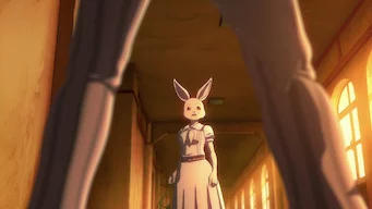Haru the white rabbit in Beastars looking scared