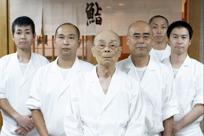 Jiro Dreams of Sushi photo featuring Jiro and his restaurant workers.