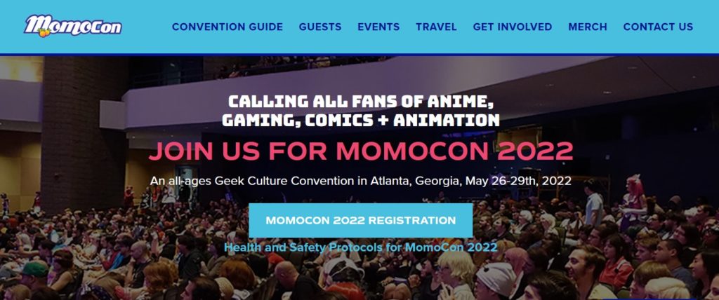 Header from website for Momocon 2022